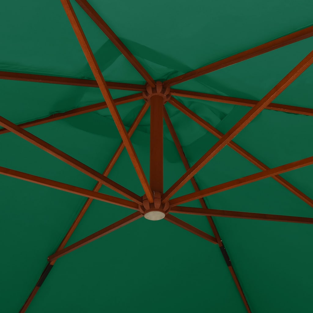 vidaXL Umbrelă suspendată cu stâlp din lemn, verde, 400x300 cm