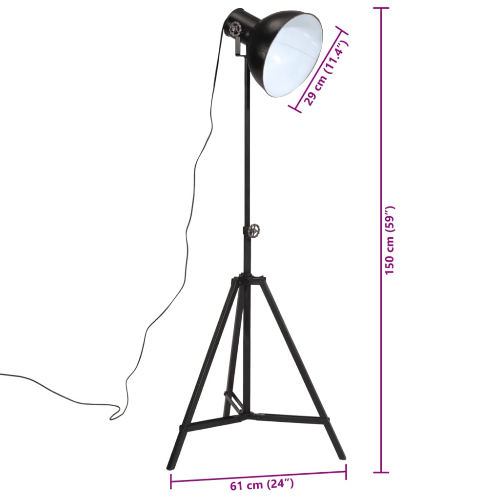vidaXL Lampă de podea, negru, 61x61x90/150 cm, 25 W, E27