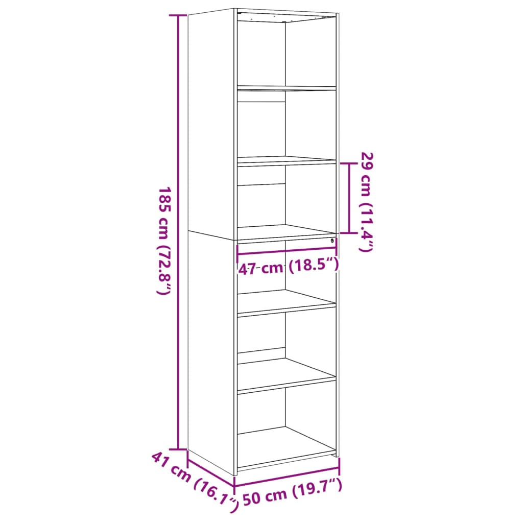 vidaXL Dulap înalt, alb, 50x41x185 cm, lemn prelucrat