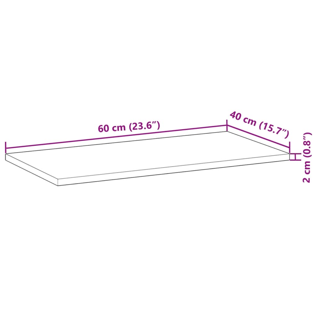 vidaXL Blat de masă 60x40x2 cm dreptunghiular lemn masiv de acacia