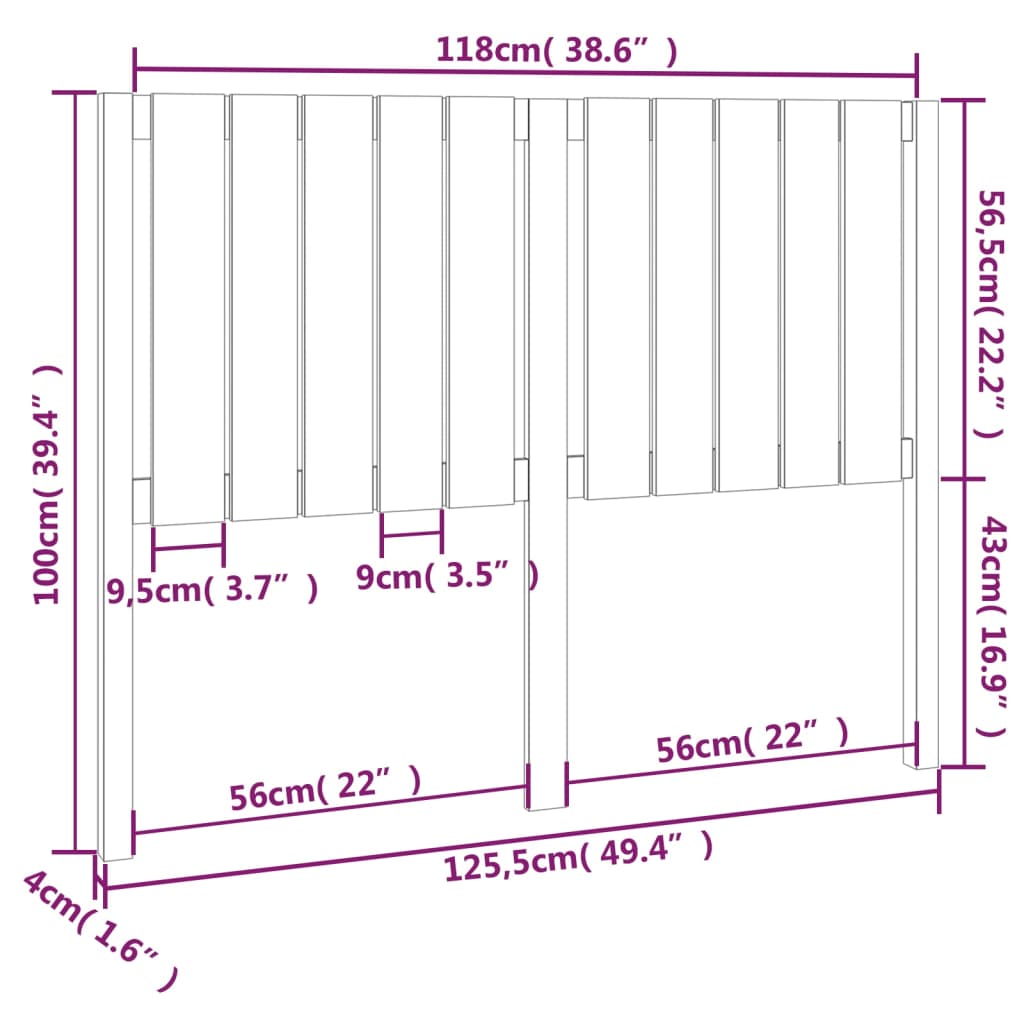 vidaXL Tăblie de pat, maro miere, 125,5x4x100 cm, lemn masiv de pin