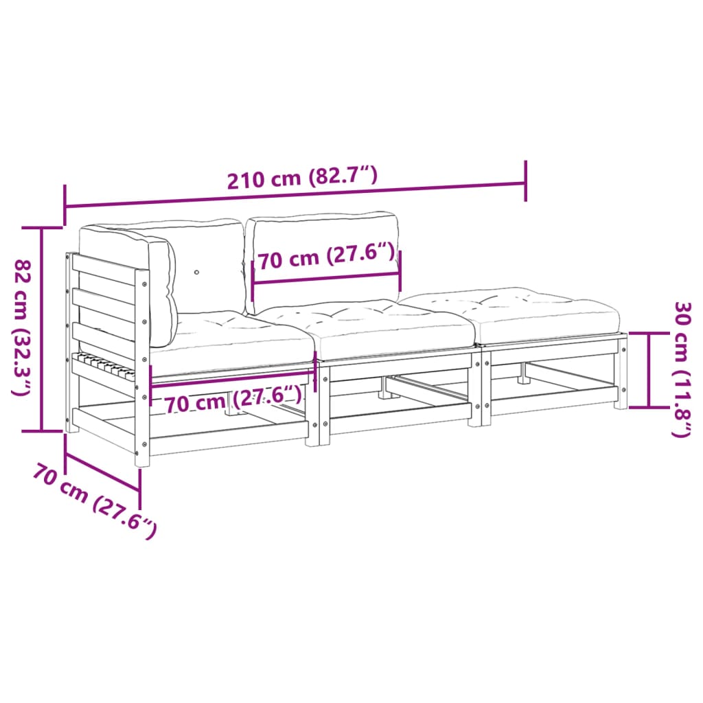 vidaXL Set mobilier de grădină cu perne, 5 piese, lemn de pin tratat