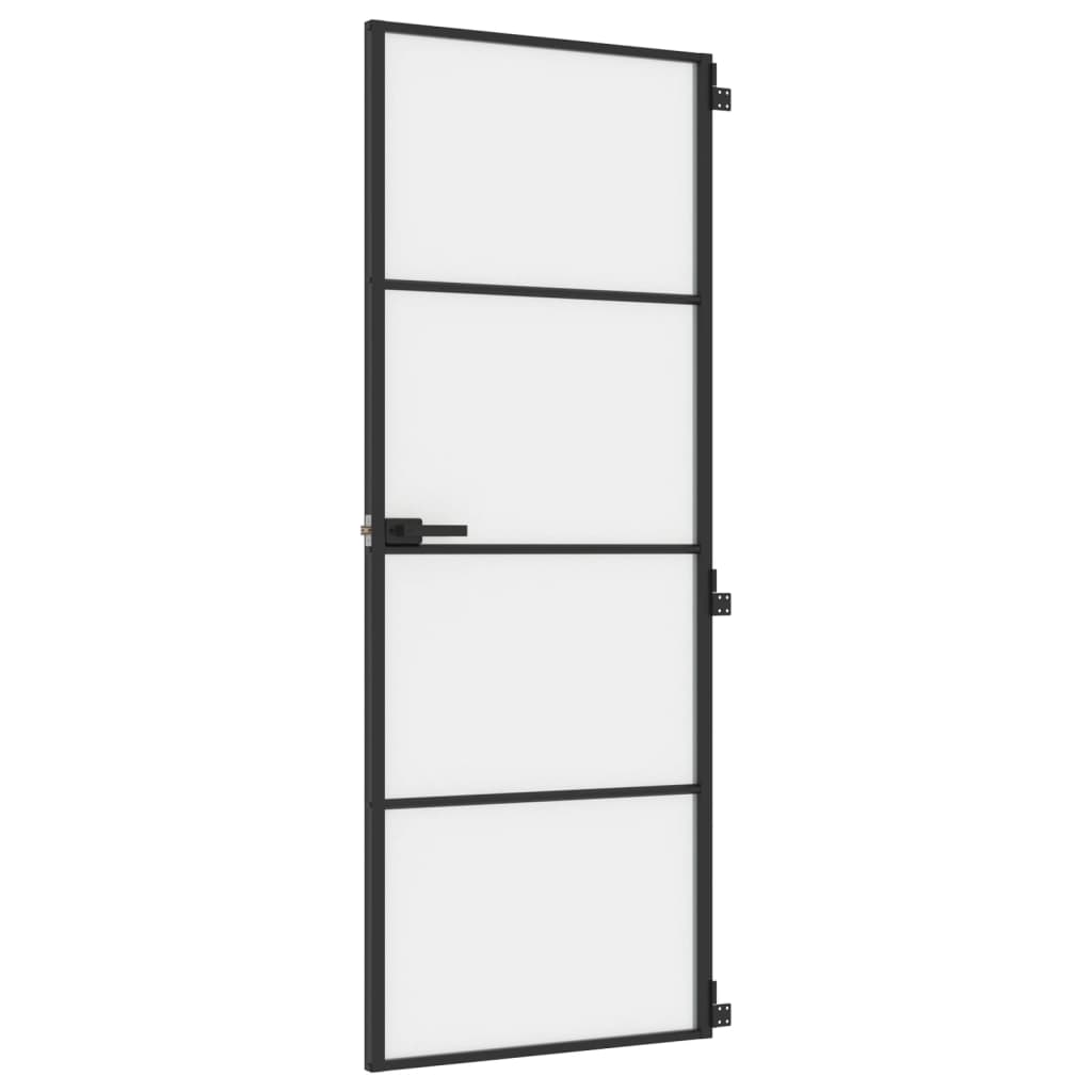 vidaXL Ușă de interior negru 76x201,5 cm sticlă securiz./aluminiu slim