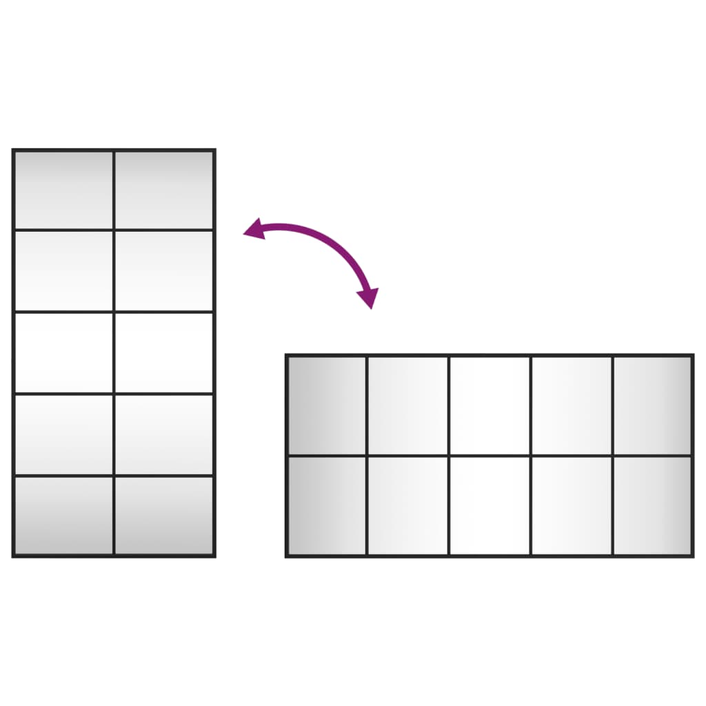 vidaXL Oglindă de perete, negru, 50x100 cm, dreptunghiulară, fier