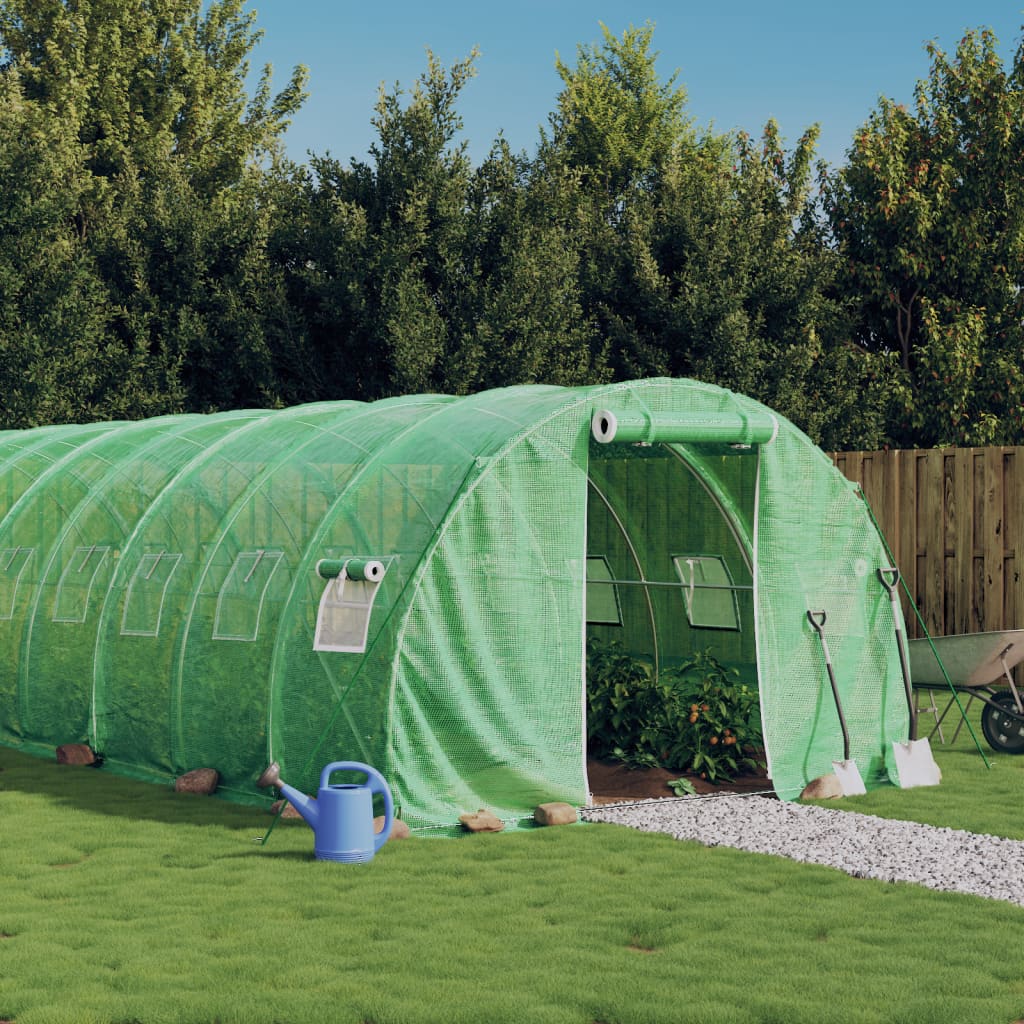 vidaXL Seră cu cadru din oțel, verde, 36 m², 12x3x2 m