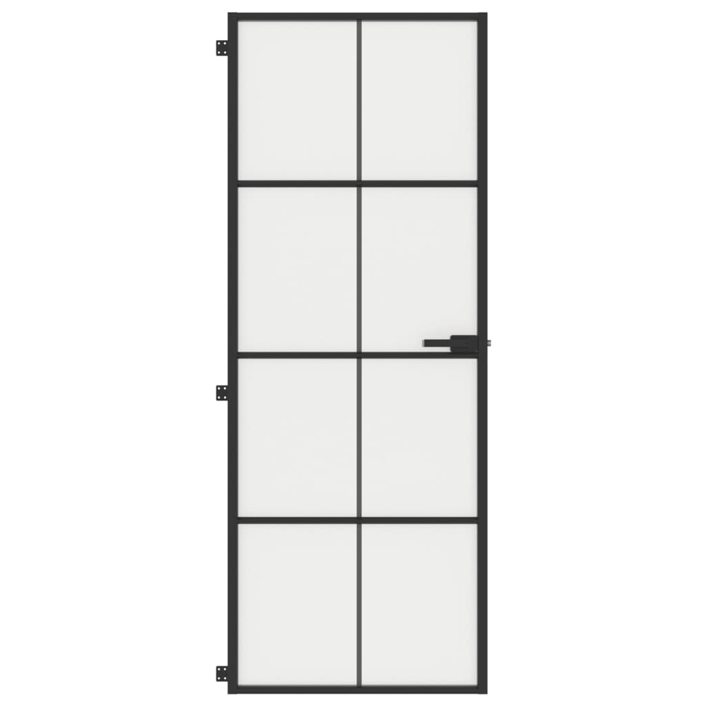 vidaXL Ușă de interior negru 76x201,5 cm sticlă securiz./aluminiu slim