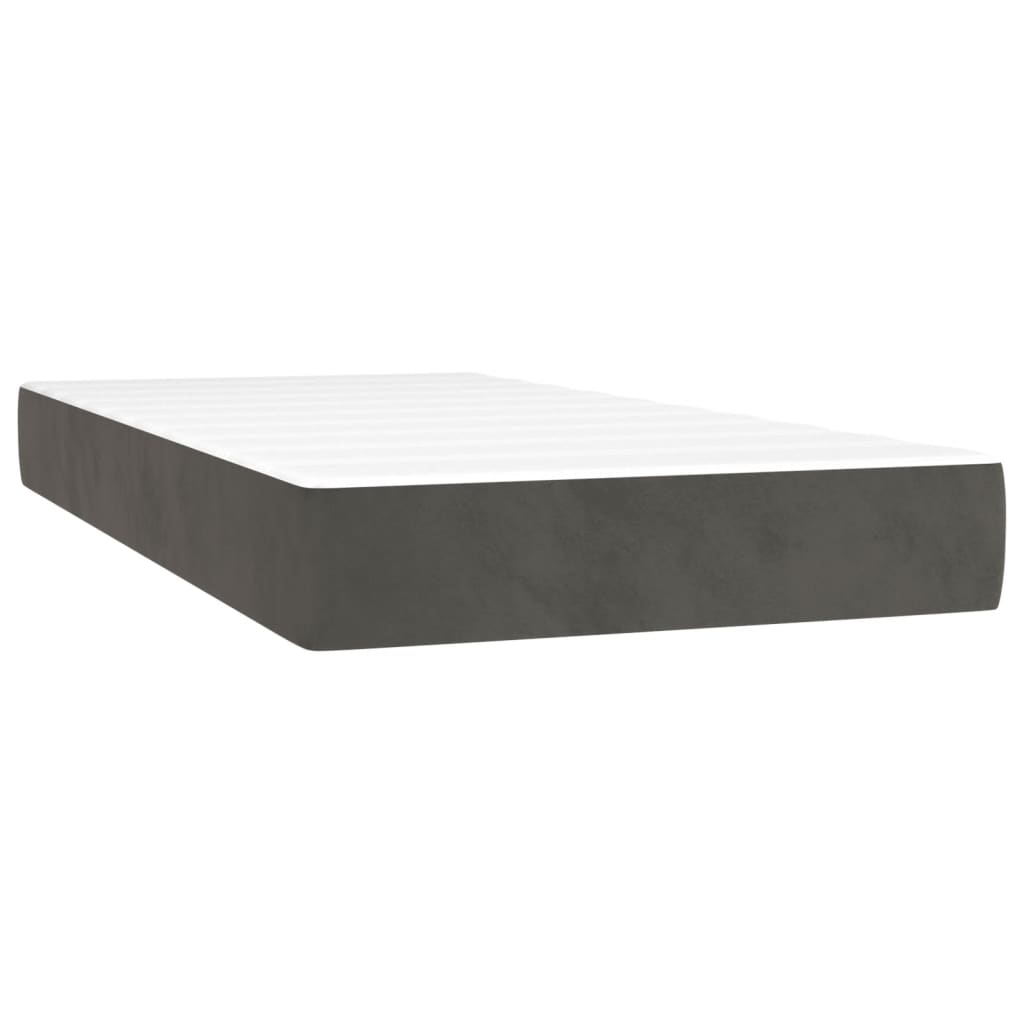 vidaXL Pat box spring cu saltea, gri închis, 200x200 cm, catifea