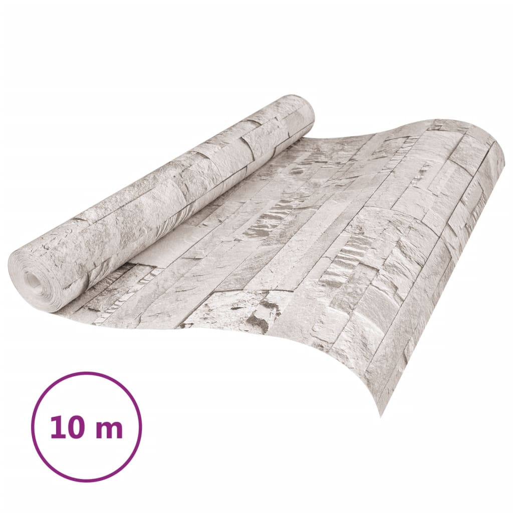 vidaXL Tapet 3D, aspect piatră crem, 10x0,53 m, nețesut