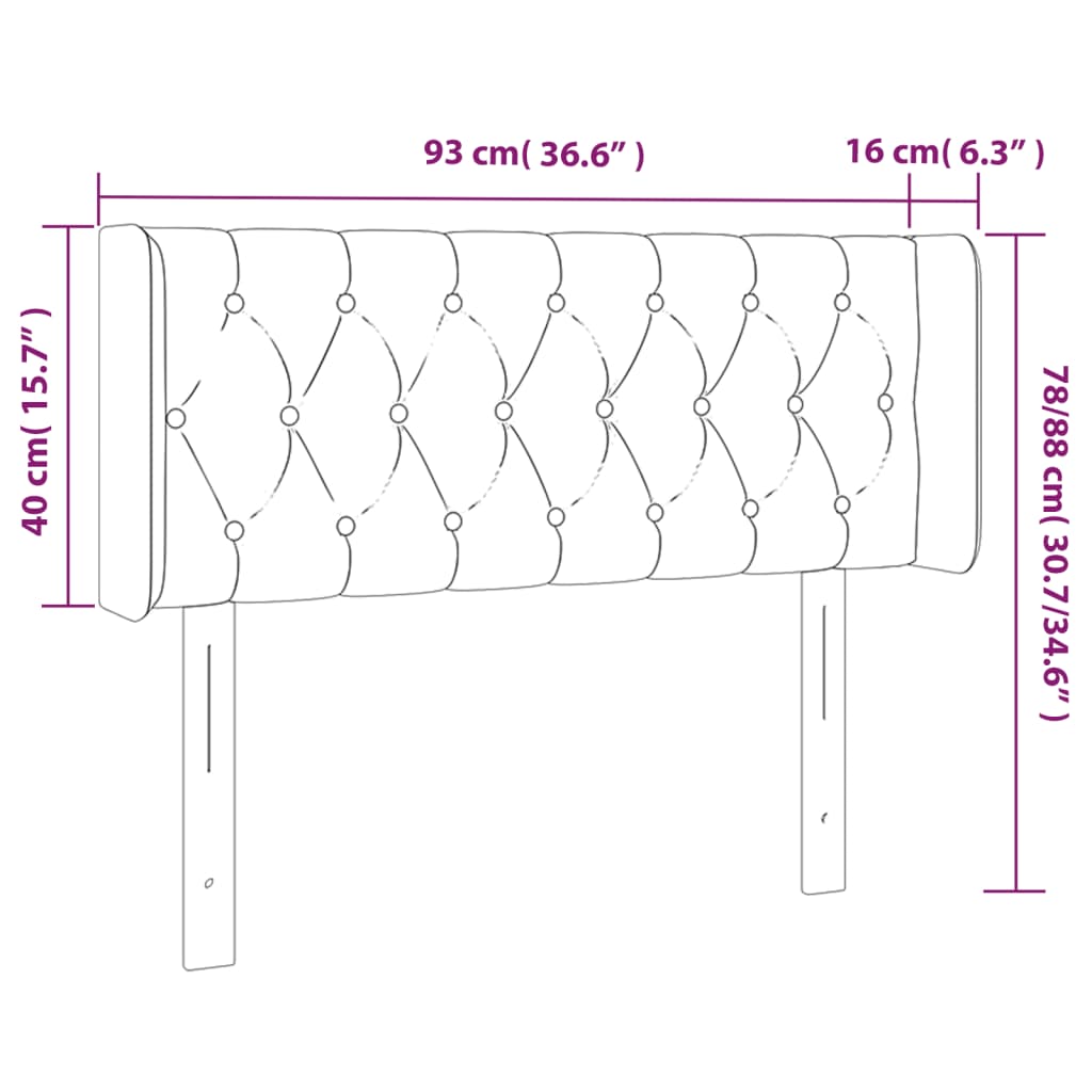 vidaXL Tăblie de pat cu LED, gri deschis, 93x16x78/88 cm, catifea