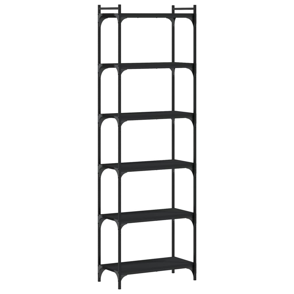 vidaXL Bibliotecă cu 6 niveluri, negru, 60x30x188 cm, lemn prelucrat