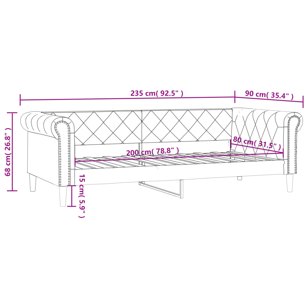 vidaXL Pat de zi, crem, 80x200 cm, piele ecologică