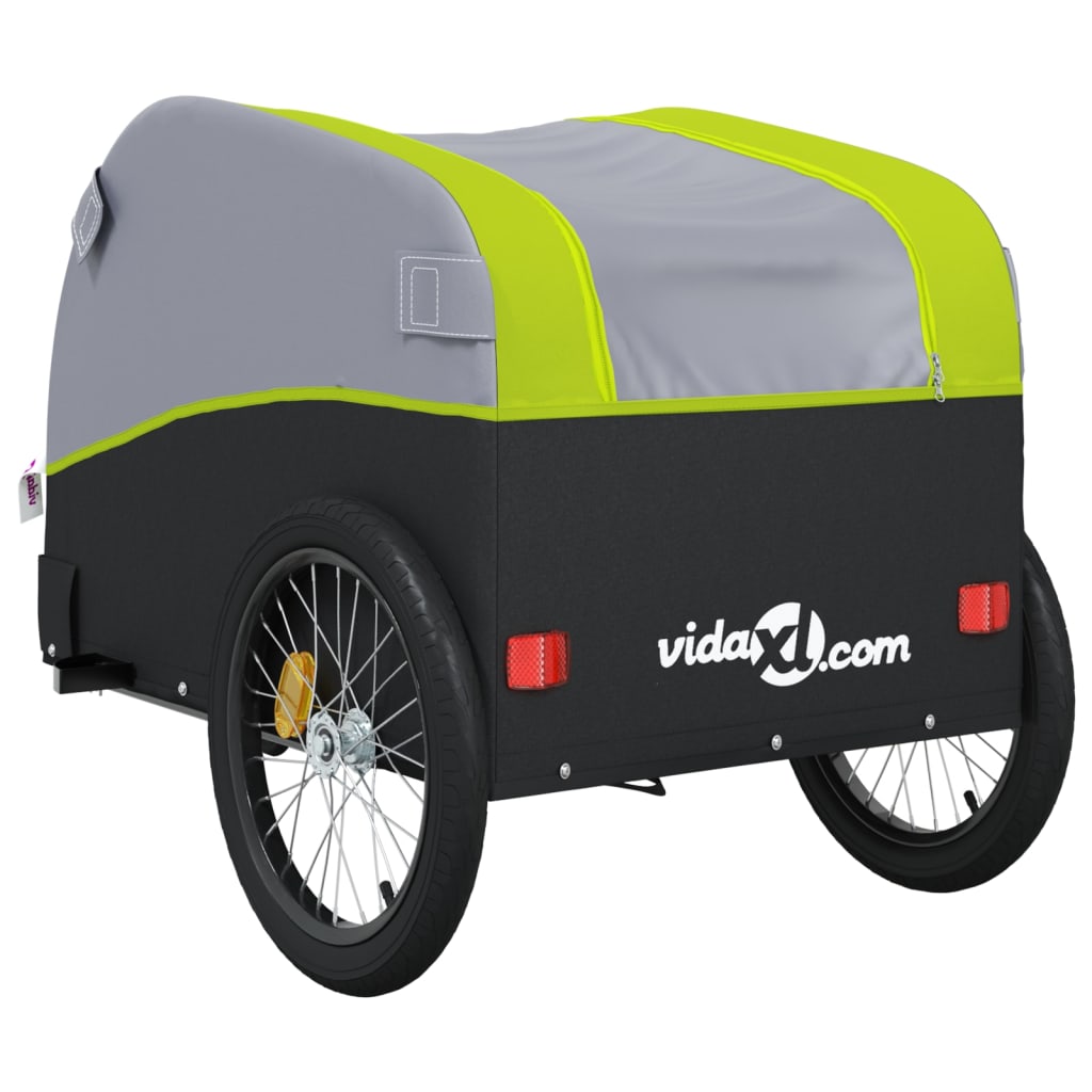 vidaXL Remorcă pentru biciclete, negru și verde, 45 kg, fier