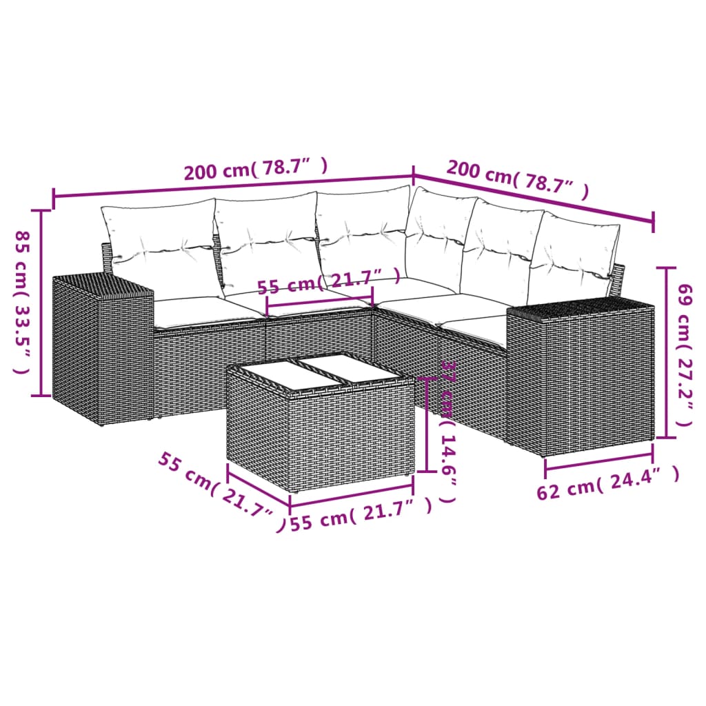 vidaXL Set canapele de grădină cu perne, 6 piese gri deschis poliratan