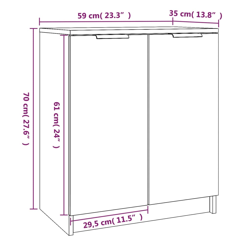 vidaXL Pantofar, alb, 59x35x70 cm, lemn prelucrat