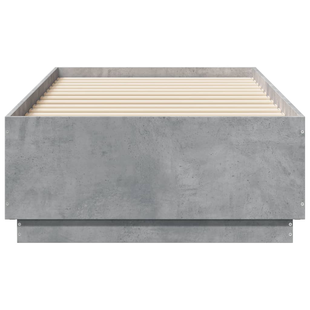 vidaXL Cadru de pat cu LED, gri beton, 90x190 cm, lemn prelucrat