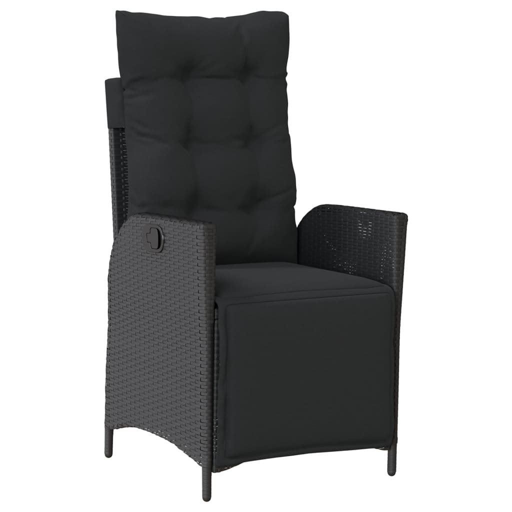 vidaXL Set mobilier de grădină cu perne, 9 piese, negru, poliratan