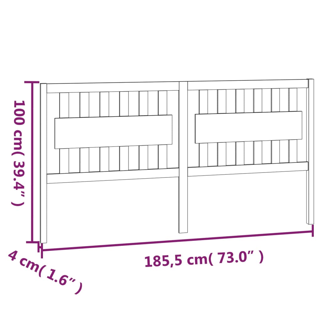 vidaXL Tăblie de pat, gri, 185,5x4x100 cm, lemn masiv de pin