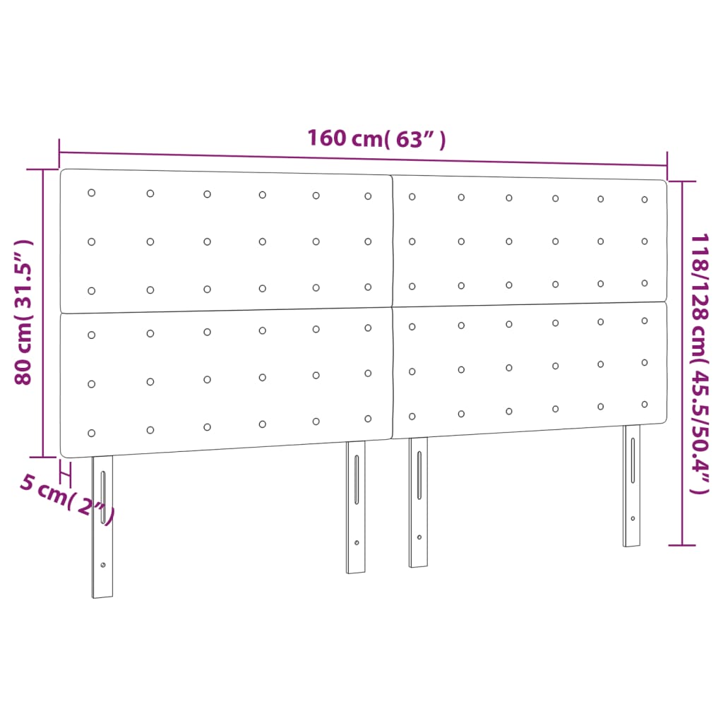 vidaXL Tăblie de pat cu LED, negru, 160x5x118/128 cm, catifea