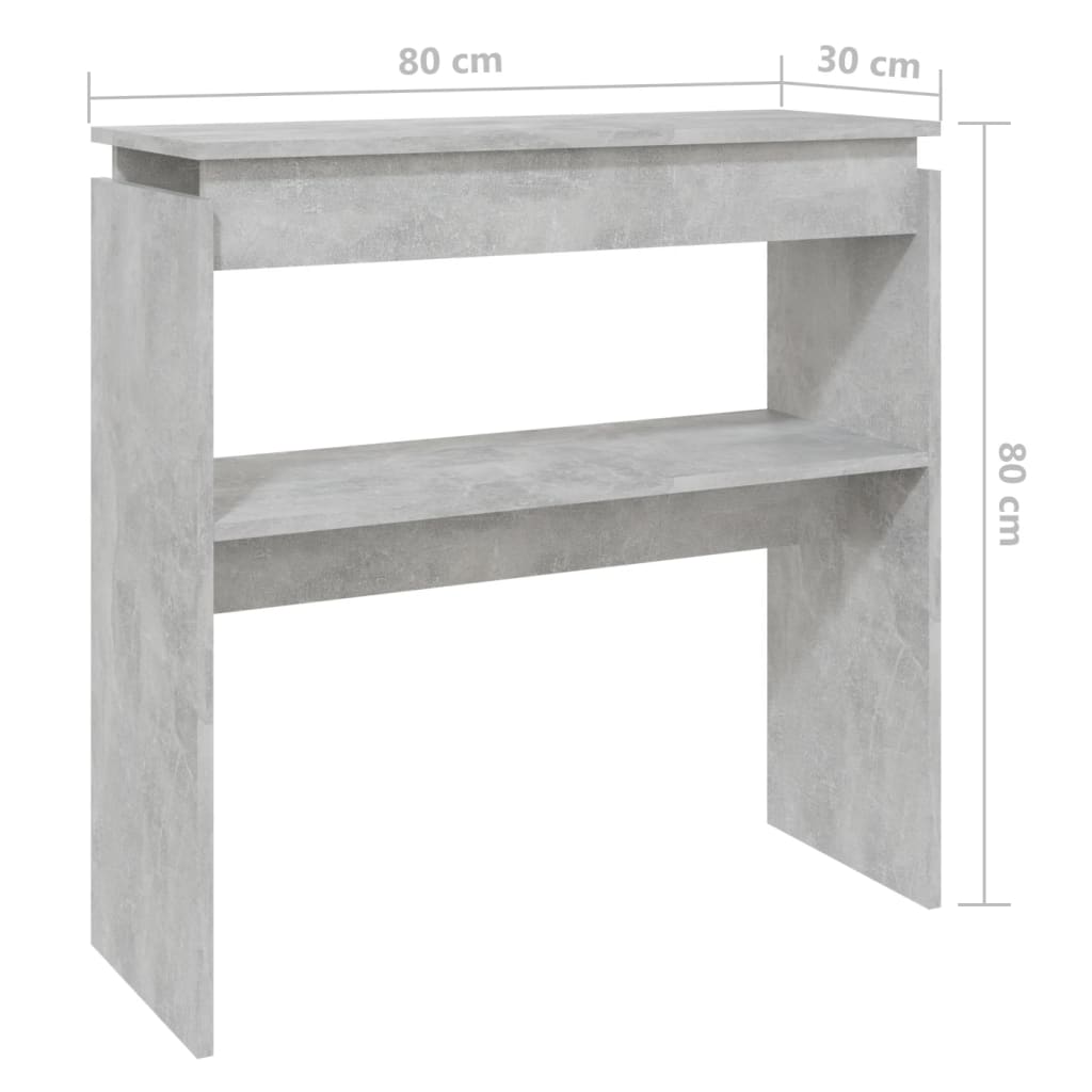 vidaXL Masă consolă, gri beton, 80x30x80 cm, lemn prelucrat