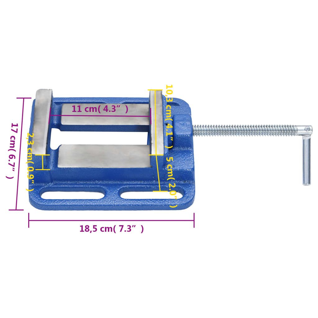 vidaXL Menghină pentru presă de frezat, albastru, 100 mm, fontă