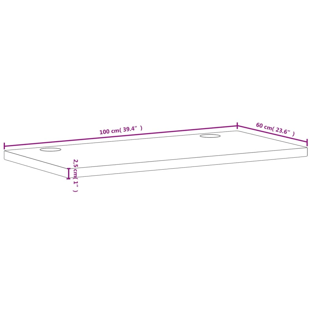 vidaXL Blat de birou, 100x60x2,5 cm, lemn masiv de fag