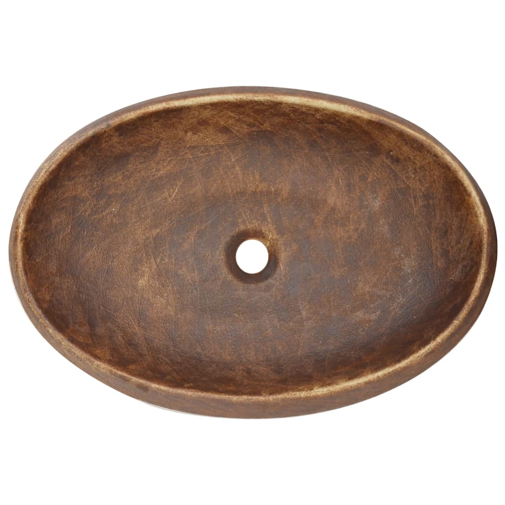 vidaXL Lavoar de blat, maro, 59x40x15 cm, ceramică, oval