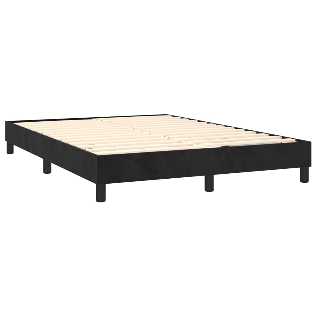 vidaXL Pat box spring cu saltea, negru, 140x190 cm, catifea