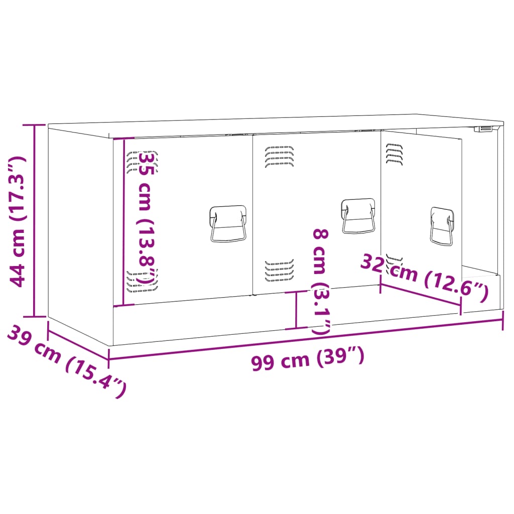 vidaXL Comodă TV, antracit, 99x39x44 cm, oțel