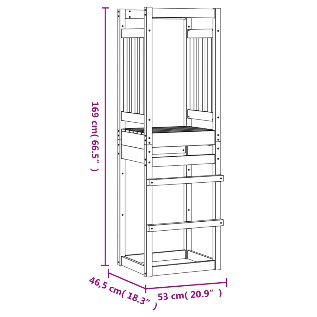 vidaXL Turn de joacă, 53x46,5x169 cm, lemn de pin impregnat