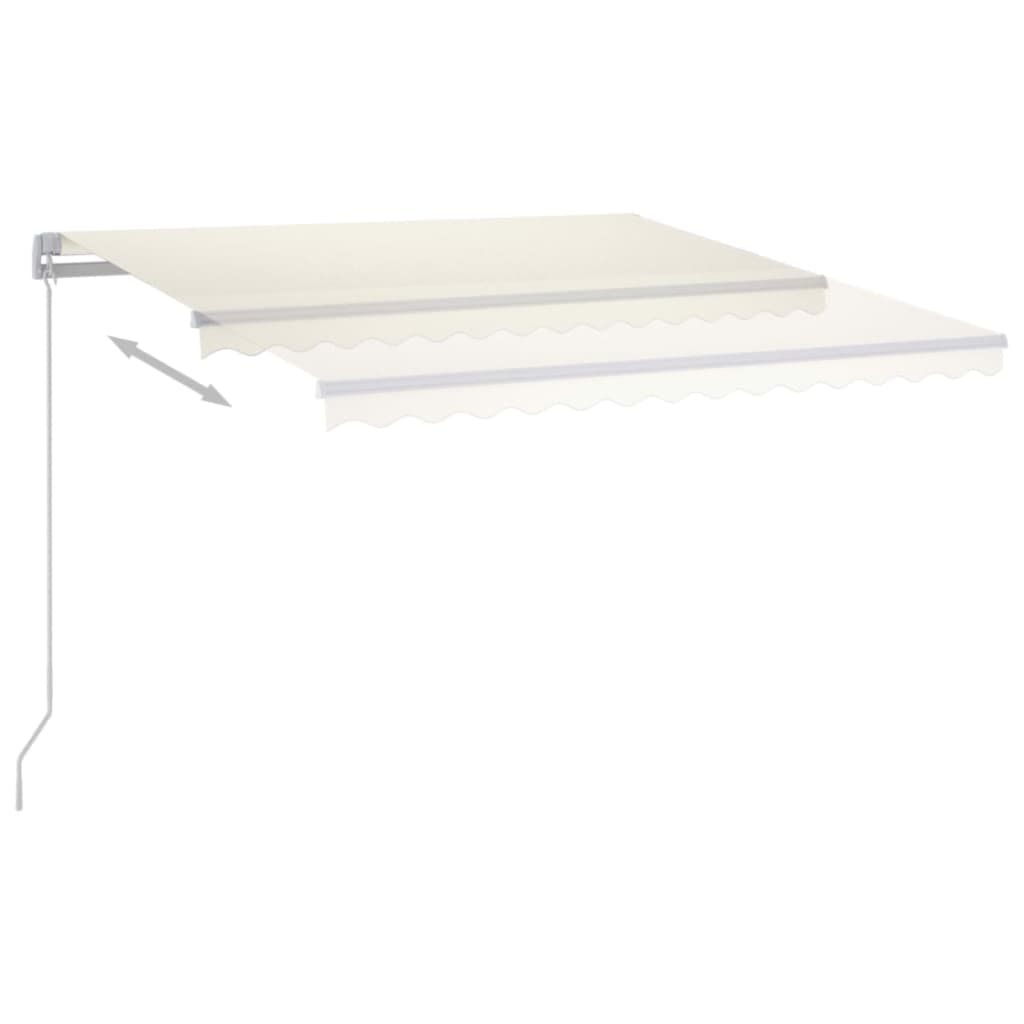 vidaXL Copertină retractabilă manual cu LED, crem, 450x350 cm