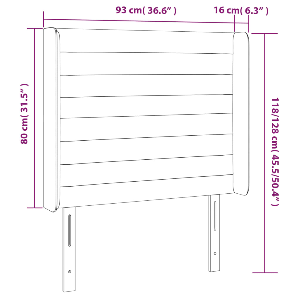 vidaXL Tăblie de pat cu aripioare, crem, 93x16x118/128 cm, textil