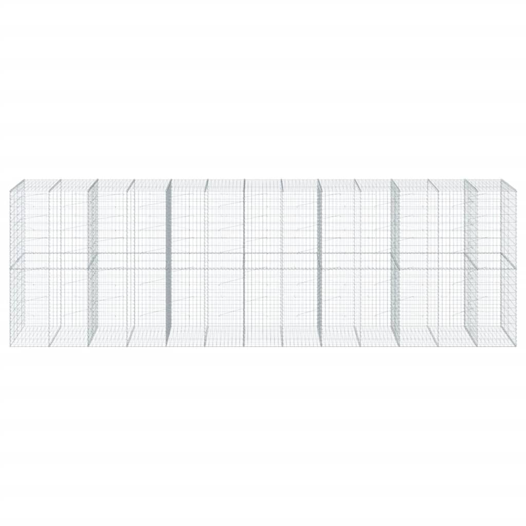 vidaXL Coș gabion cu capac, 650x100x200 cm, fier galvanizat