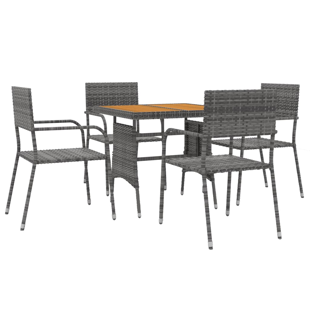 vidaXL Set de mobilier de exterior, 3 piese, gri, poliratan