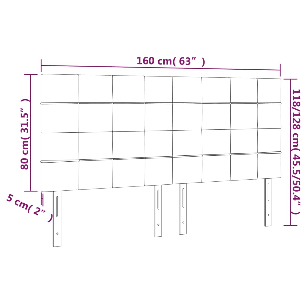 vidaXL Tăblie de pat cu LED, roz, 160x5x118/128 cm, catifea