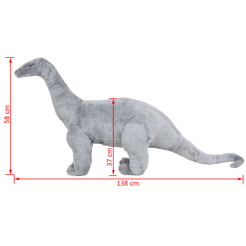 vidaXL Jucărie de pluș verticală dinozaur Brachiosaurus, gri XXL