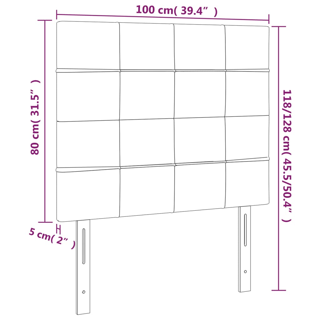 vidaXL Tăblie de pat cu LED, gri taupe, 100x5x118/128 cm, textil