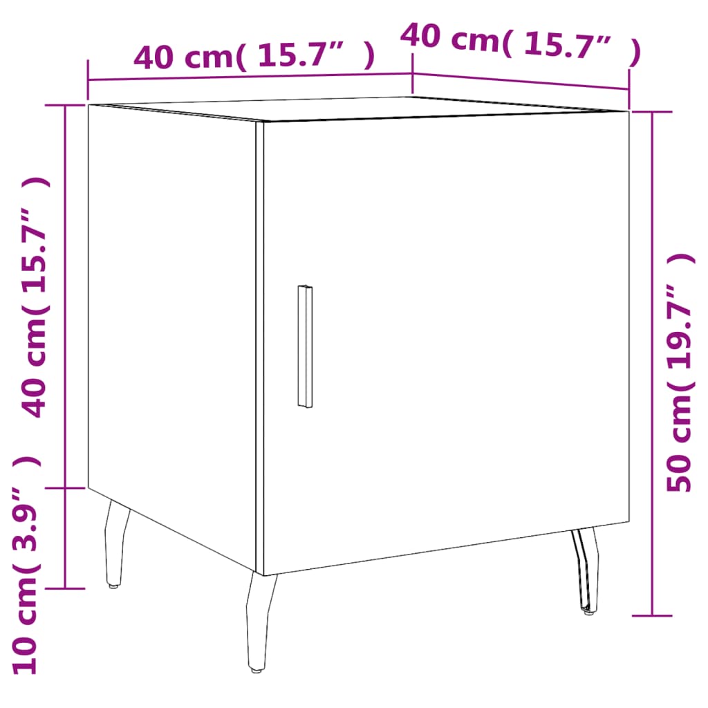 vidaXL Noptiere, 2 buc., negru, 40x40x50 cm, lemn compozit