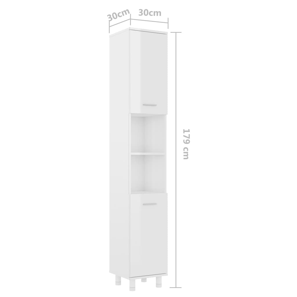 vidaXL Set mobilier de baie, 4 piese, alb extralucios, PAL