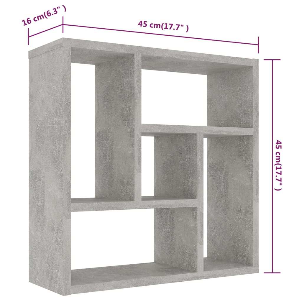 vidaXL Raft de perete, gri beton, 45,1x16x45,1 cm, lemn prelucrat
