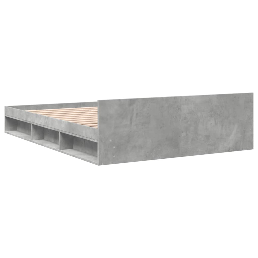 vidaXL Cadru de pat cu sertare, gri beton, 140x190 cm, lemn prelucrat