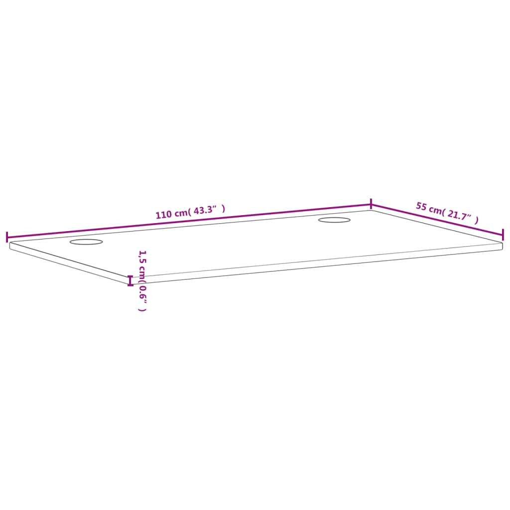 vidaXL Blat de birou, 110x55x1,5 cm, lemn masiv de fag