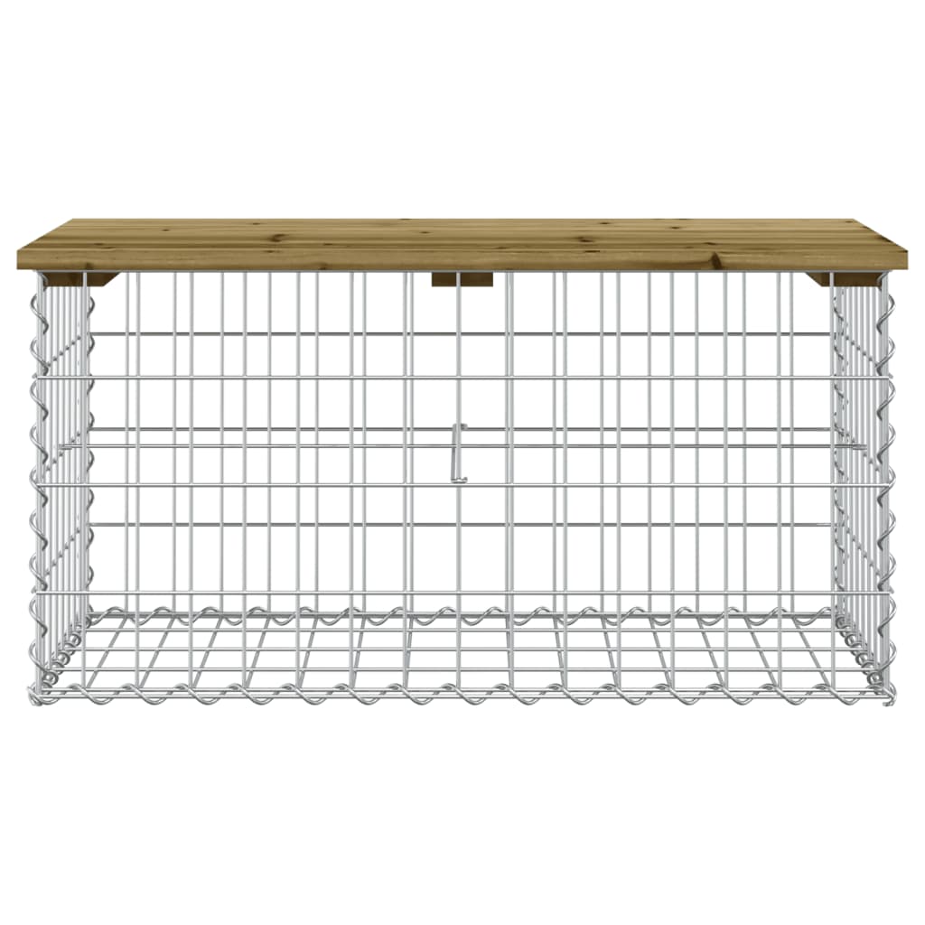 vidaXL Bancă grădină, design gabion, 83x44x42 cm, lemn pin impregnat