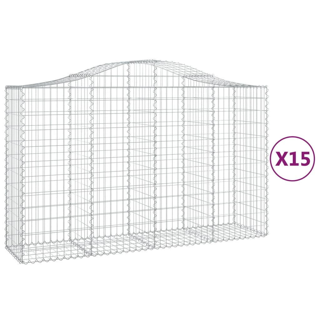 vidaXL Coșuri gabion arcuite 15 buc, 200x50x120/140 cm,fier galvanizat