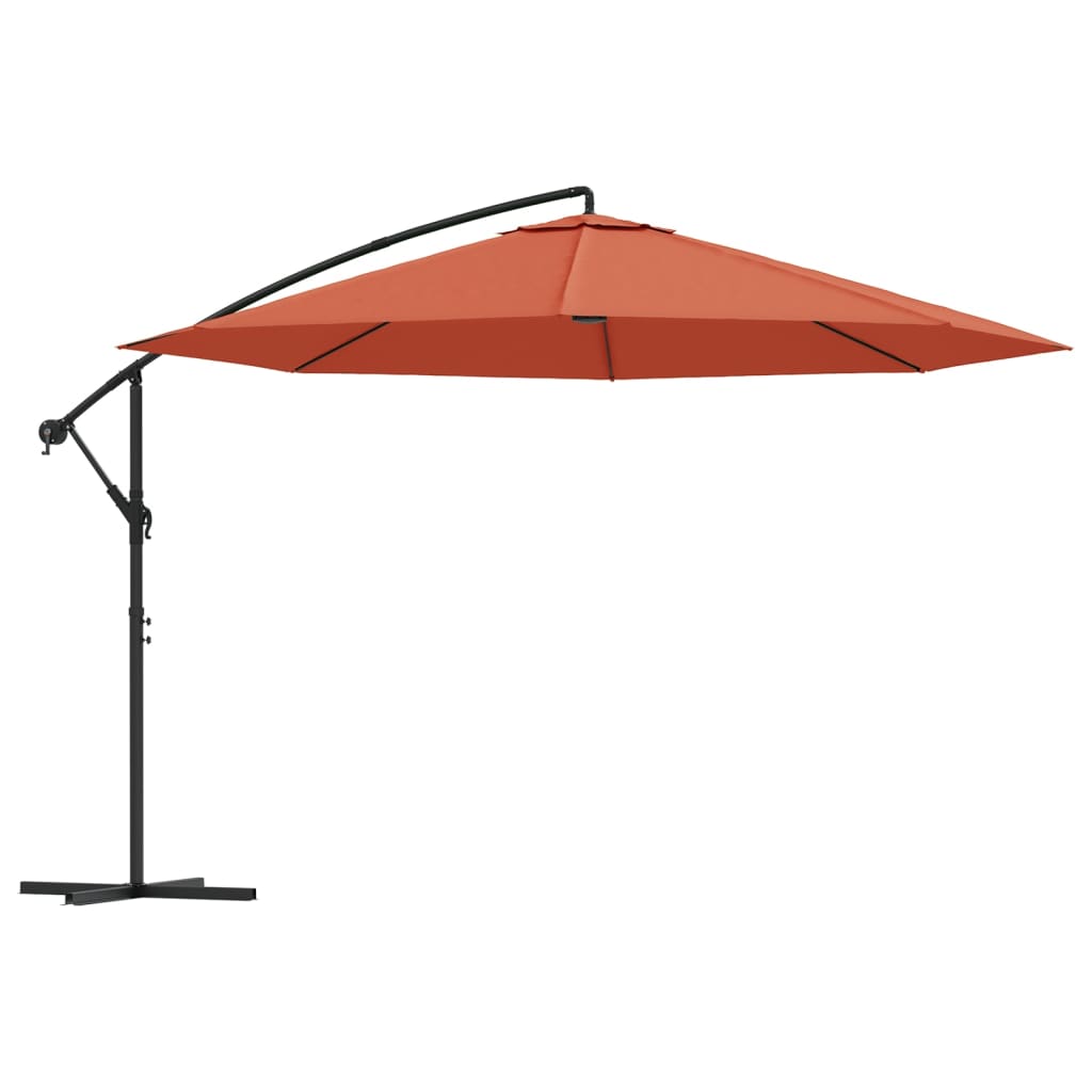 vidaXL Umbrelă suspendată, stâlp din aluminiu, 350 cm, teracota