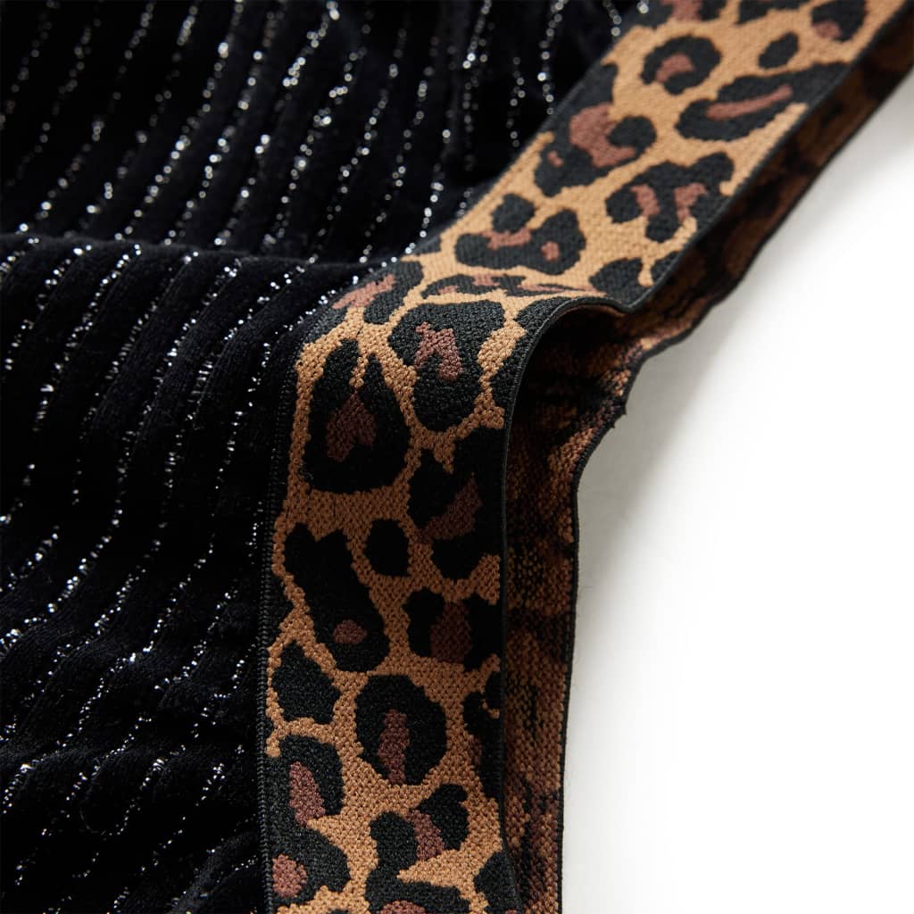 Fusta de copii cu talie tip leopard, negru, 140