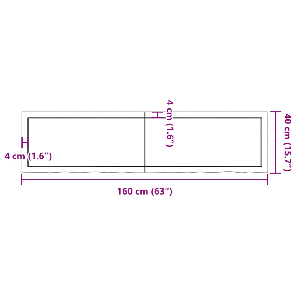 vidaXL Blat de masă maro 160x40x(2-4) cm, lemn masiv stejar tratat