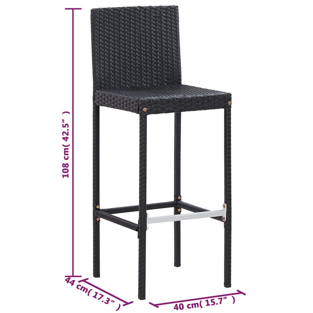 vidaXL Set mobilier de exterior 5 piese, negru, poliratan, lemn acacia