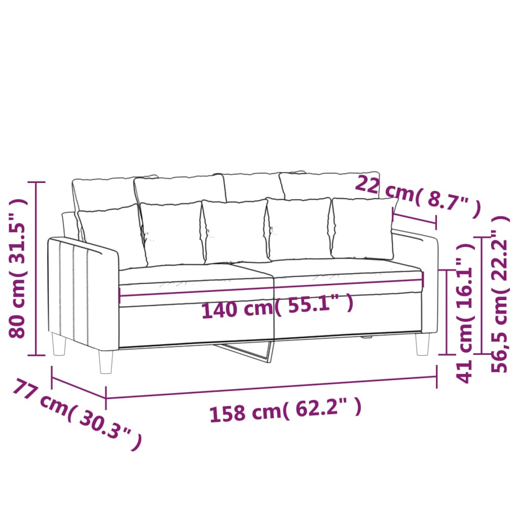 vidaXL Canapea cu 2 locuri, galben, 140 cm, catifea