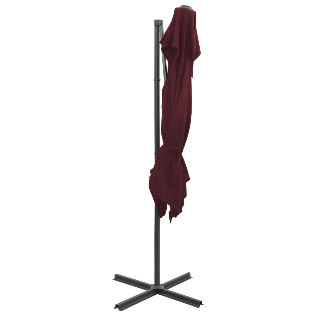 vidaXL Umbrelă în consolă cu înveliș dublu, roșu bordo, 250x250 cm