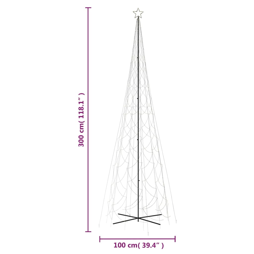 vidaXL Brad de Crăciun conic, 3000 LED-uri, alb cald, 230x800 cm